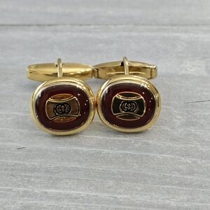 Vintage Gucci Enamel Red Goldtone Cufflinks